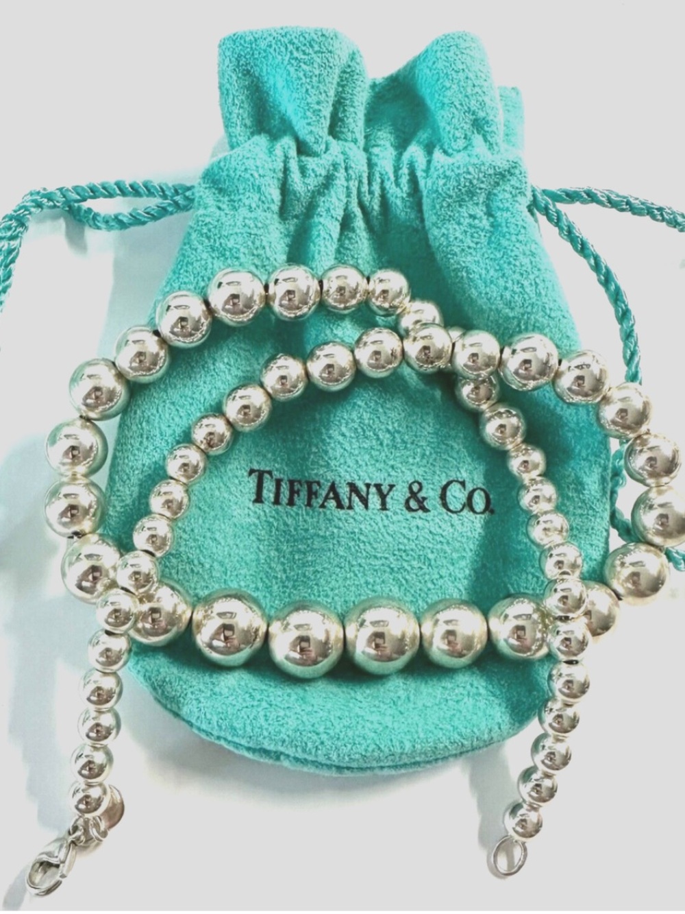 Authentic Tiffany & Co. Sterling Silver Graduated Bead Necklace